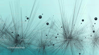 Abstract Network of Black Spheres and Lines on Blue Background