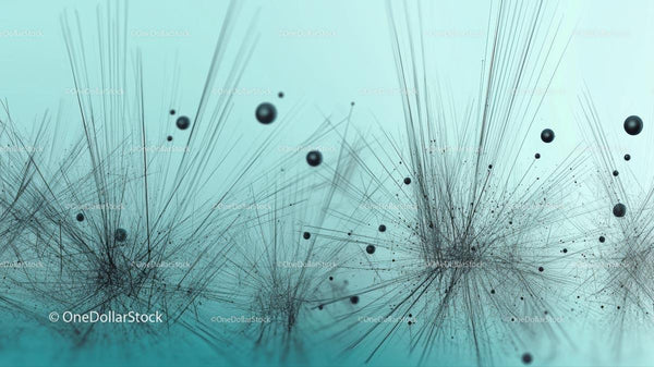 Abstract Network of Black Spheres and Lines on Blue Background