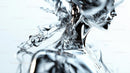 Futuristic Liquid Sculpture with Metallic Reflections