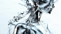 Futuristic Liquid Sculpture with Metallic Reflections