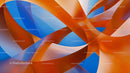 Dynamic Abstract Art with Orange and Blue Ribbons