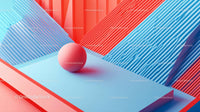 Vibrant 3D Geometric Abstract with Red and Blue Elements