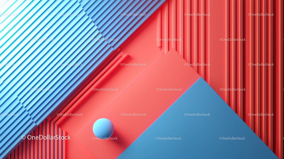 Geometryczne abstrakcyjne tło z niebieskimi i czerwonymi akcentami