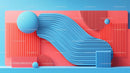 Vibrant Geometric Abstract with Textured Waves