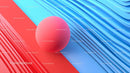 Red Sphere on Blue and Red Geometric Waves