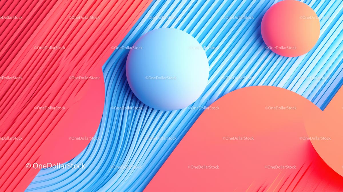 Żywy niebieski i czerwony 3D geometryczny abstrakcyjny projekt