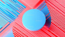Vibrant Abstract Geometric Composition in Blue and Red