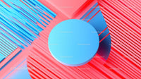 Vibrant Abstract Geometric Composition in Blue and Red