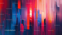 Vibrant Abstract Geometric Art in Red and Blue Hues