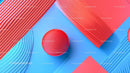 Vibrant Red Sphere on Blue Geometric Background