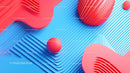 Vibrant Abstract 3D Geometric Shapes in Red and Blue
