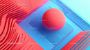 Vibrant 3D Geometric Composition with Red Sphere