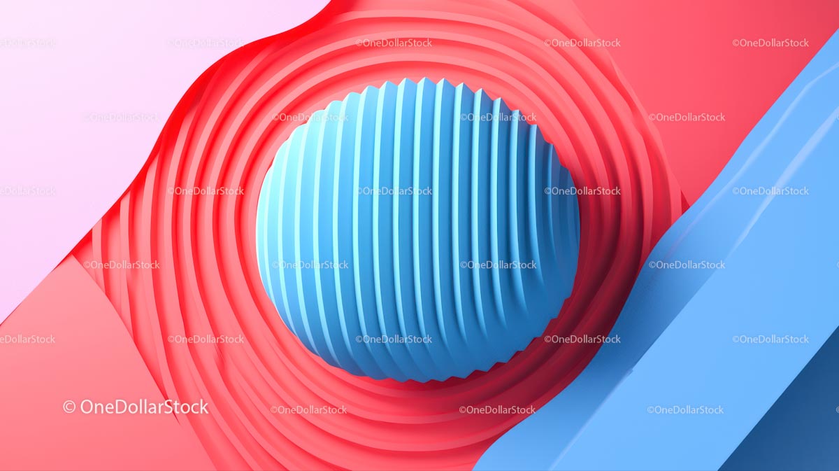 Abstrakcyjny geometryczny projekt 3D z czerwonymi i niebieskimi falami