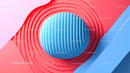 Abstract Geometric 3D Design with Red and Blue Waves