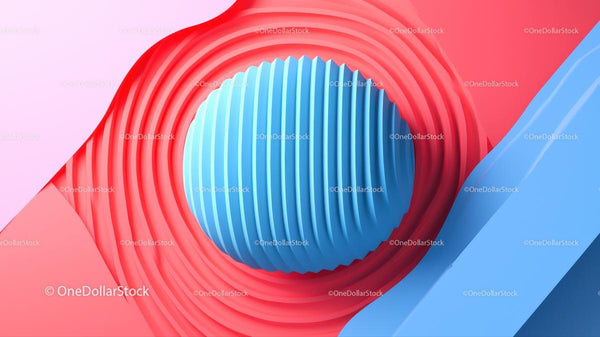 Abstrakcyjny geometryczny projekt 3D z czerwonymi i niebieskimi falami
