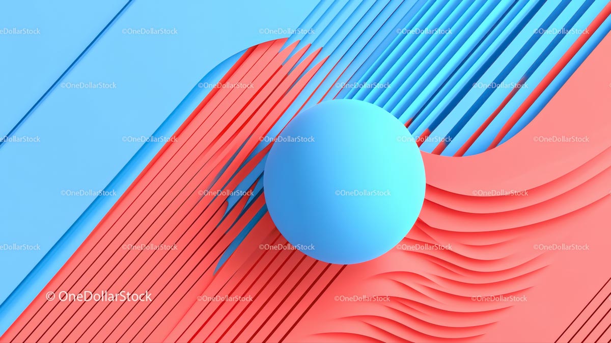 Żywa abstrakcyjna geometryczna kula 3D na kolorowych falach