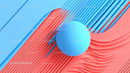 Vibrant Abstract Geometric 3D Sphere on Colorful Waves