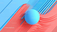 Vibrant Abstract Geometric 3D Sphere on Colorful Waves
