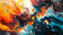 Dynamic Abstract Fluid Art with Vibrant Orange and Blue
