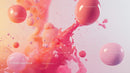 Vibrant Pink and Orange Liquid Art with Floating Spheres