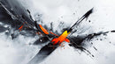 Dynamic Abstract Painting with Orange and Black Accents