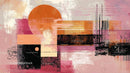 Abstract Geometric Art with Vibrant Orange and Pink Hues