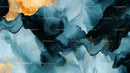 Abstract Fluid Art with Blue and Gold Accents