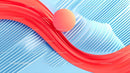3D Abstract Wave with Sphere on Blue Background