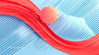 3D Abstract Wave with Sphere on Blue Background