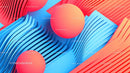 Vibrant Abstract 3D Design with Blue and Red Geometric Shapes