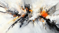 Dynamic Abstract Painting with Bold Orange and Black