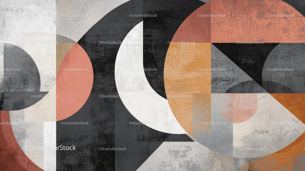 Retro Geometric Abstract Art with Circles and Textures