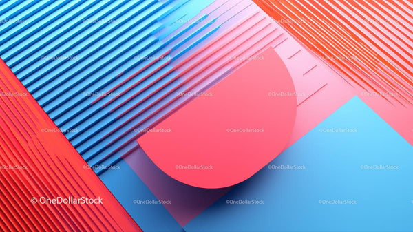 Żywa Abstrakcja Geometryczna w Czerwonych i Niebieskich Tonach