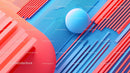 Vibrant Blue and Red Geometric Design with Sphere