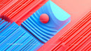 Vibrant 3D Geometric Abstract in Red and Blue Hues