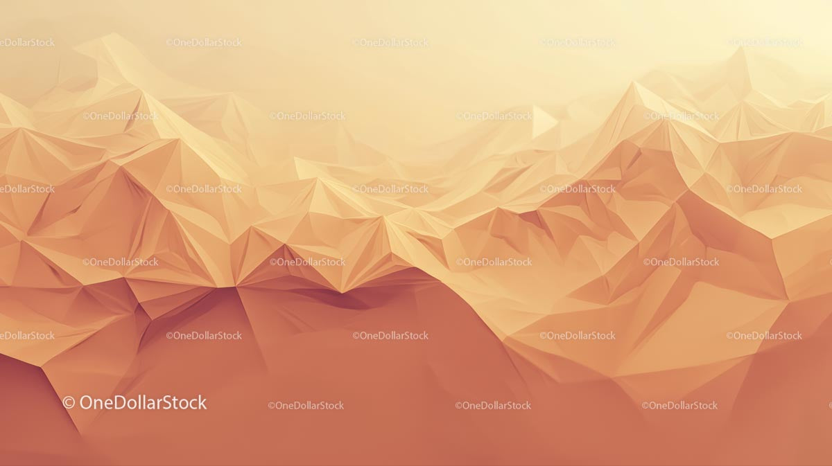Geometryczny krajobraz pustyni Low Poly w ciepłych odcieniach beżu