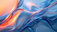 Dynamic Fluid Art with Vibrant Blue and Orange Waves