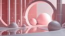 Elegant Abstract Composition with Pink Spheres