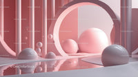 Elegant Abstract Composition with Pink Spheres