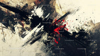 Dynamic Abstract Painting with Bold Black and Red Strokes