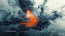 Dynamic Swirls of Orange and Black Ink in Water