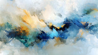 Vibrant Abstract Fluid Art with Blue and Golden Hues