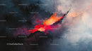 Dynamic Abstract Art with Fiery and Bold Colors