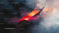 Dynamic Abstract Art with Fiery and Bold Colors