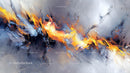 Dynamic Abstract Painting with Fiery Hues and Textures