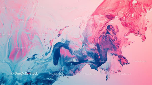 Fluid Abstract Art with Pink and Blue Swirls