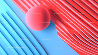 Geometric Abstract with Red Sphere and Blue Stripes
