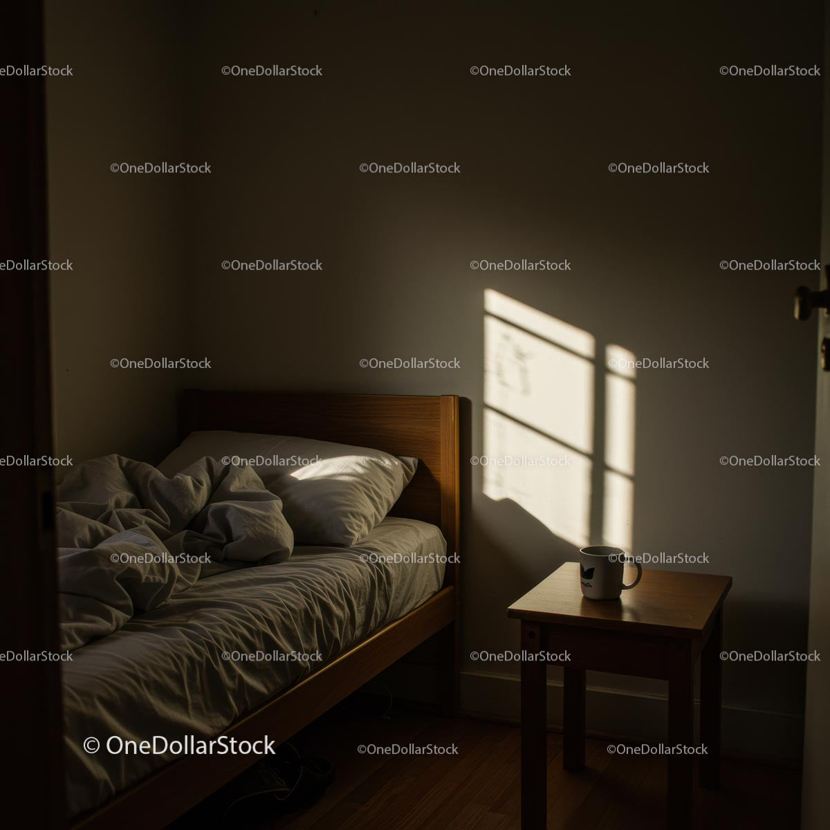 Sunlit Minimalist Bedroom with Wooden Furniture