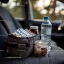 Travel Essentials with Snacks and First Aid Kit in Car