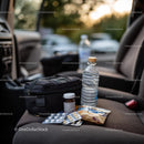 Travel Essentials with Snacks and First Aid Kit in Car